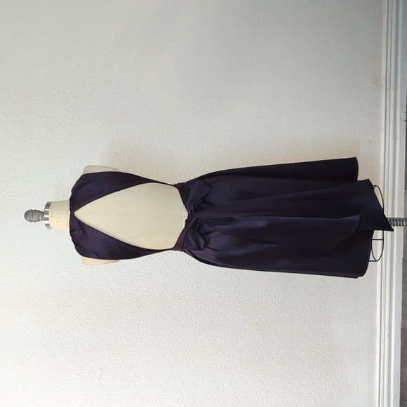 Celine Saint Waist Tie Open Back A Line Satin Dress Dark Gray Purple 40/8 classy - Picture 2 of 12